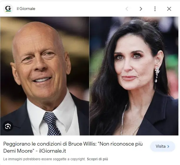 Bruce Willis la malattia peggiora Non riconosce più l ex moglie Demi