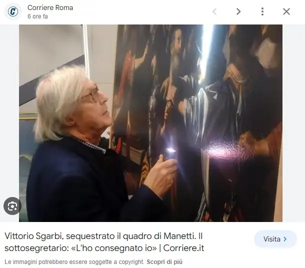 Vittorio Sgarbi e il quadro di Manetti sequestrato: "L'ho consegnato io